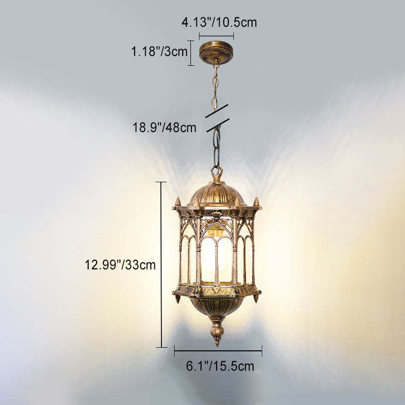 Vintage Hexagonal Column Palace Aluminum Pendant — Bronze / 220V-240V For UK/AU