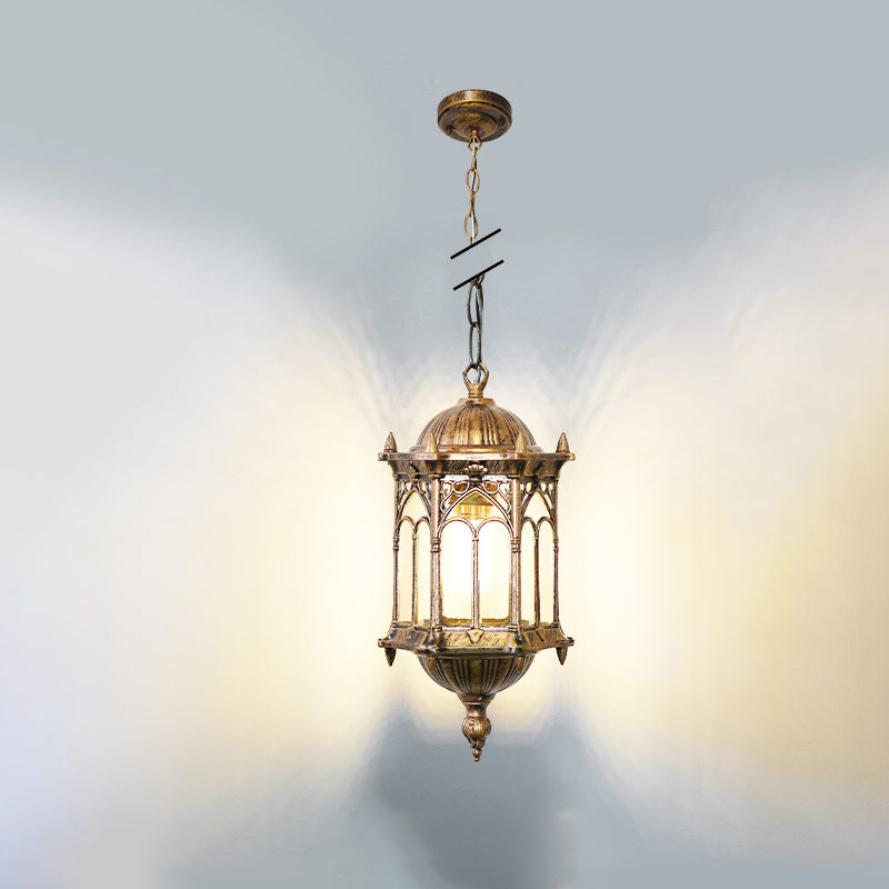Vintage Hexagonal Column Palace Aluminum Pendant