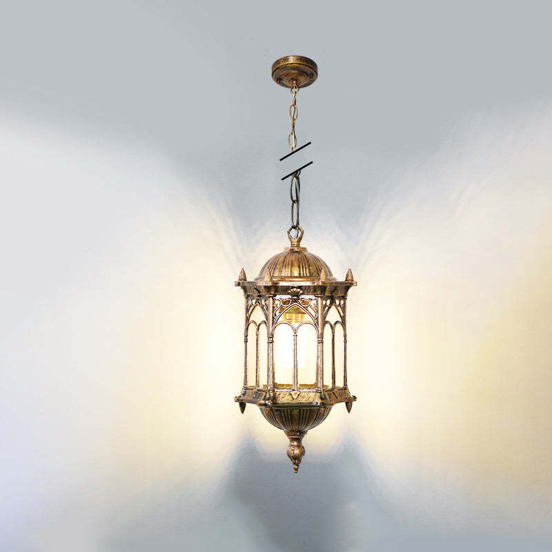Vintage Hexagonal Column Palace Aluminum Pendant