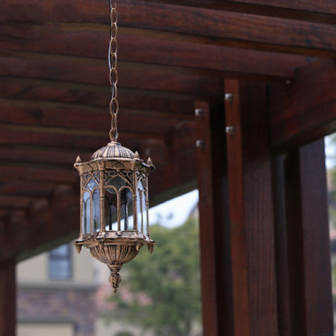 Vintage Hexagonal Column Palace Aluminum Pendant