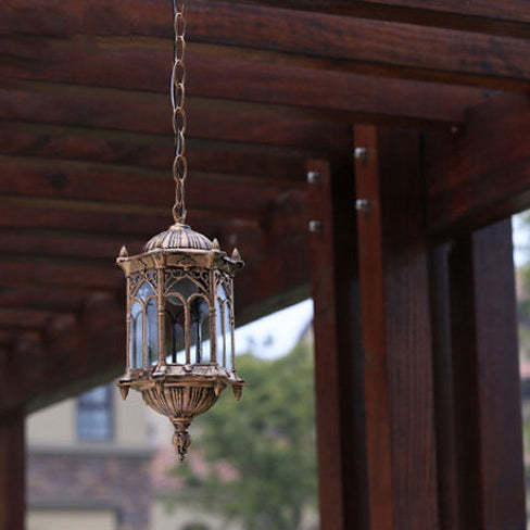 Vintage Hexagonal Column Palace Aluminum Pendant
