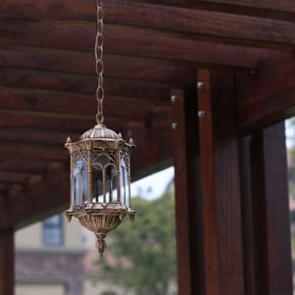 Vintage Hexagonal Column Palace Aluminum Pendant