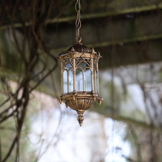 Vintage Hexagonal Column Palace Aluminum Pendant