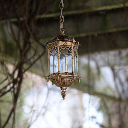 Vintage Hexagonal Column Palace Aluminum Pendant