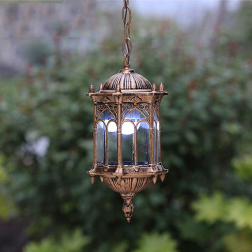 Vintage Hexagonal Column Palace Aluminum Pendant