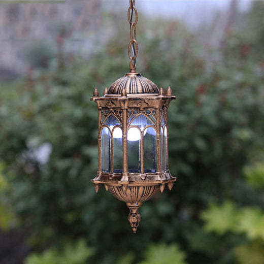 Vintage Hexagonal Column Palace Aluminum Pendant — Black / 110V-120V For US/CA