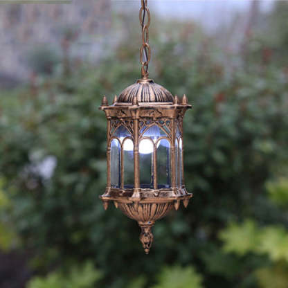 Vintage Hexagonal Column Palace Aluminum Pendant — Black / 110V-120V For US/CA