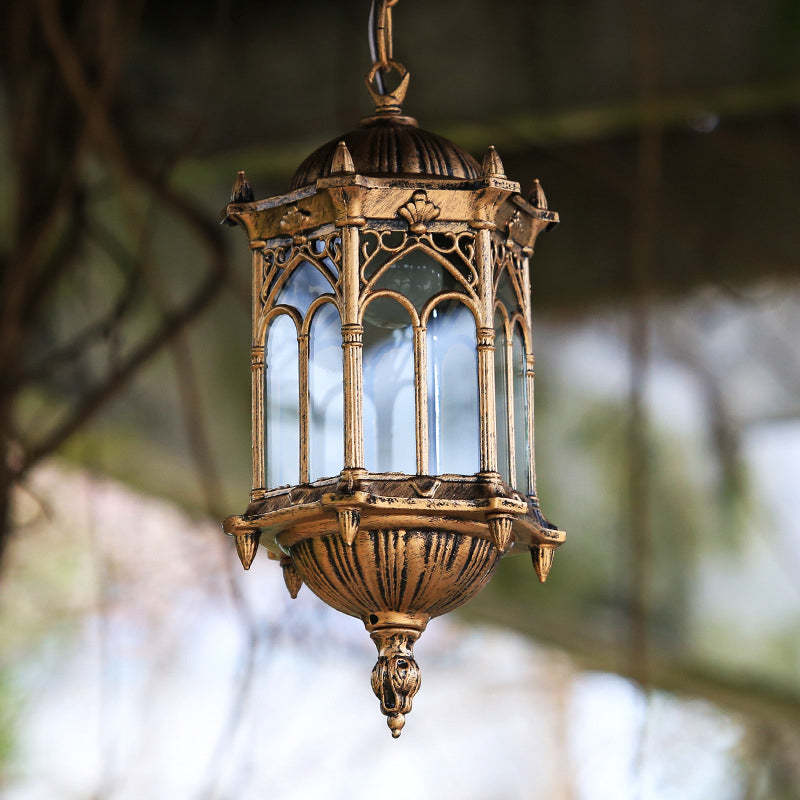 Vintage Hexagonal Column Palace Aluminum Pendant