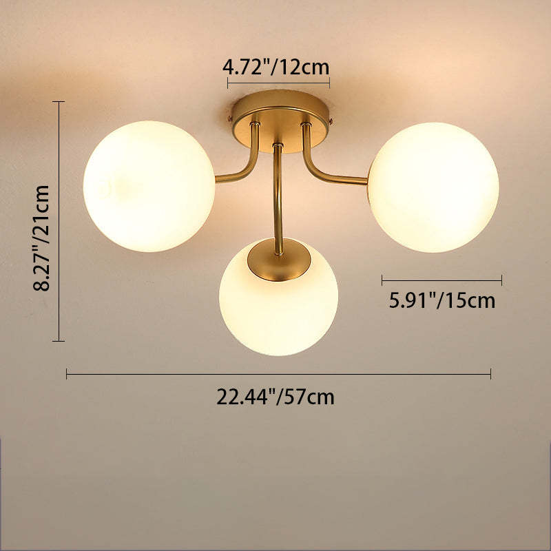 Minimalist Curved Pole Globe Iron Ceiling Light