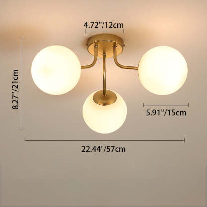 Minimalist Curved Pole Globe Iron Ceiling Light