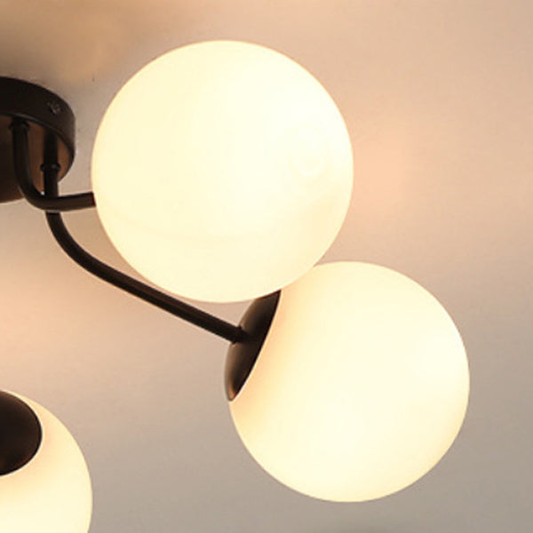 Minimalist Curved Pole Globe Iron Ceiling Light