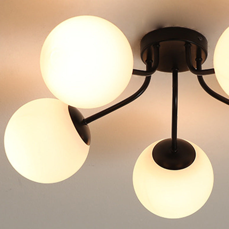 Minimalist Curved Pole Globe Iron Ceiling Light