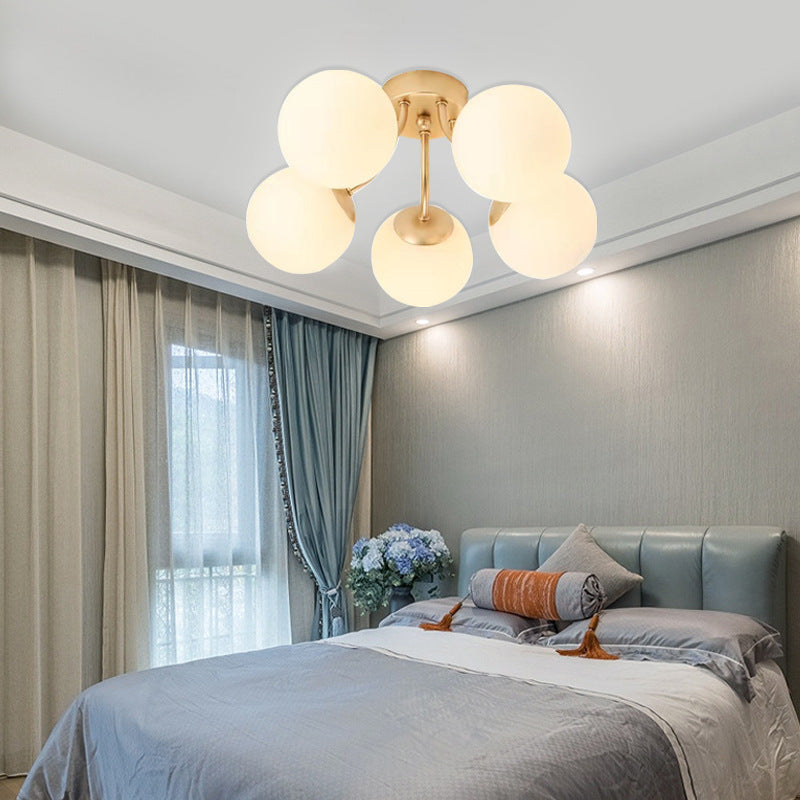 Minimalist Curved Pole Globe Iron Ceiling Light