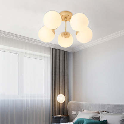 Minimalist Curved Pole Globe Iron Ceiling Light