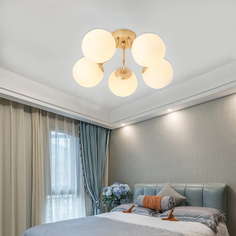 Minimalist Curved Pole Globe Iron Ceiling Light