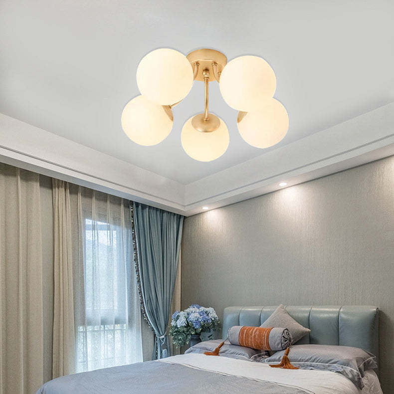 Minimalist Curved Pole Globe Iron Ceiling Light