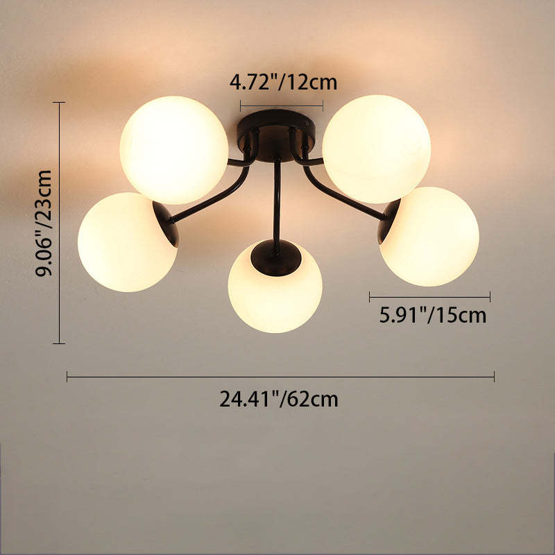 Minimalist Curved Pole Globe Iron Ceiling Light