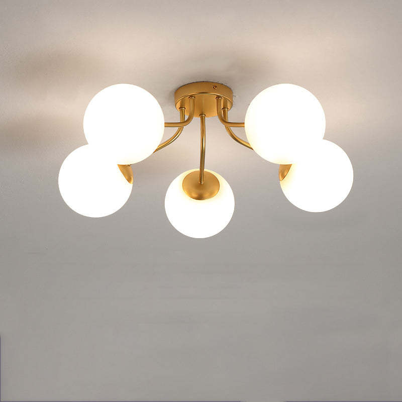 Minimalist Curved Pole Globe Iron Ceiling Light