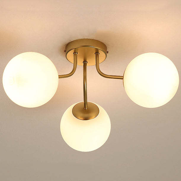 Minimalist Curved Pole Globe Iron Ceiling Light