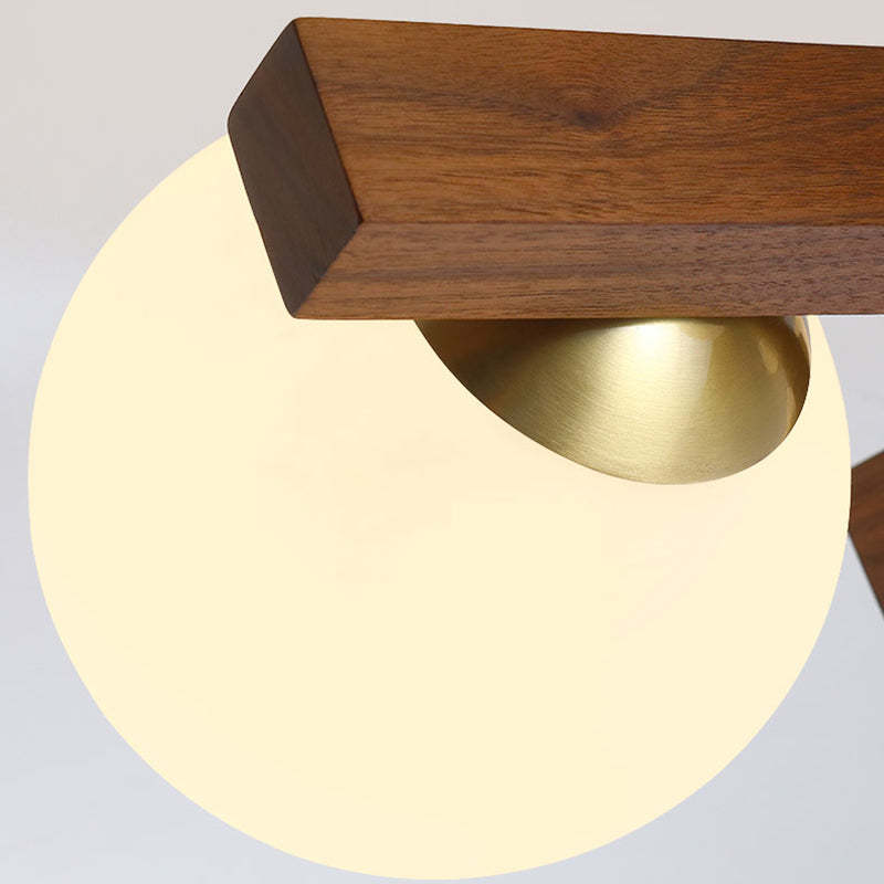 Chinese Wood Ball 3/6/9-Light Ceiling Light — 6 / Wood Color / 220V-240V For UK/AU