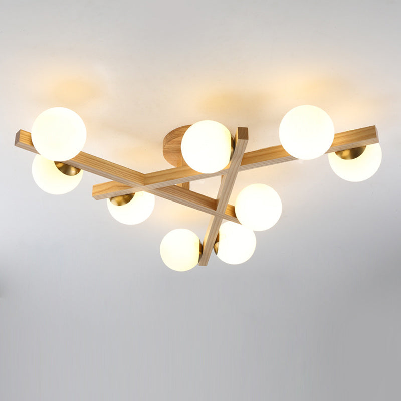 Chinese Wood Ball 3/6/9-Light Ceiling Light