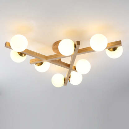Chinese Wood Ball 3/6/9-Light Ceiling Light
