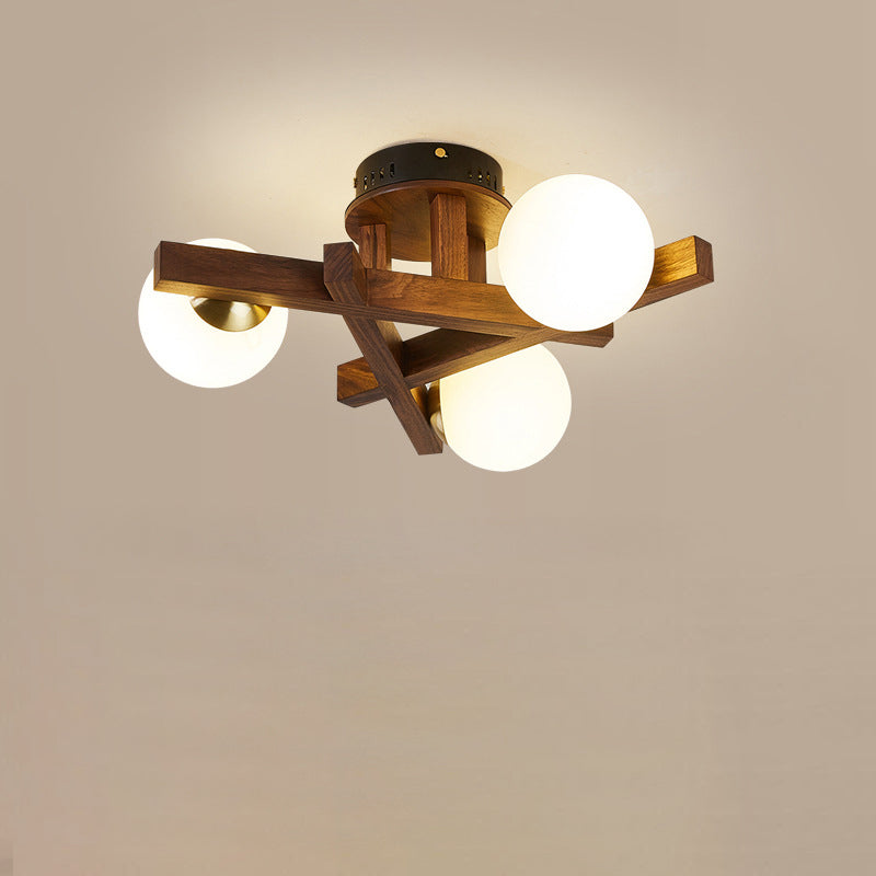Chinese Wood Ball 3/6/9-Light Ceiling Light