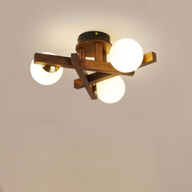 Chinese Wood Ball 3/6/9-Light Ceiling Light