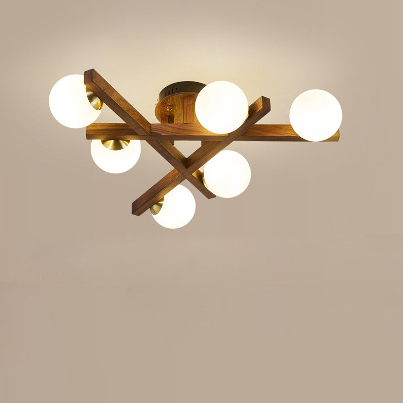 Chinese Wood Ball 3/6/9-Light Ceiling Light