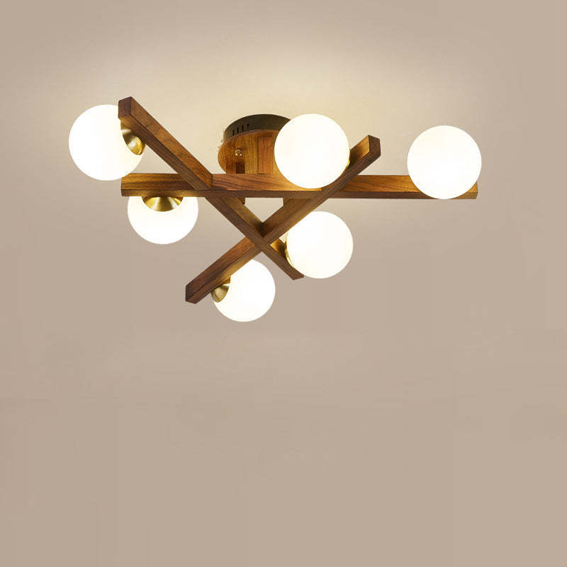 Chinese Wood Ball 3/6/9-Light Ceiling Light