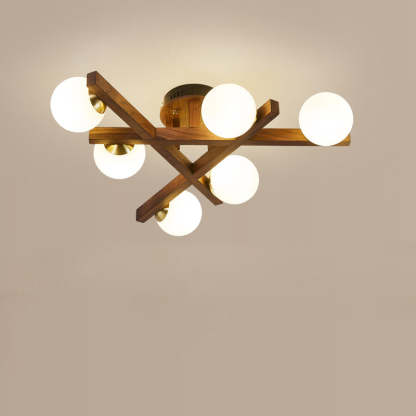 Chinese Wood Ball 3/6/9-Light Ceiling Light