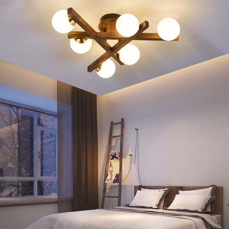 Chinese Wood Ball 3/6/9-Light Ceiling Light