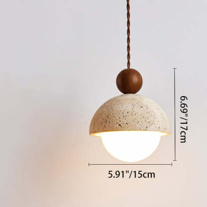 Japanese Multi Orb Wood Travertine Pendant