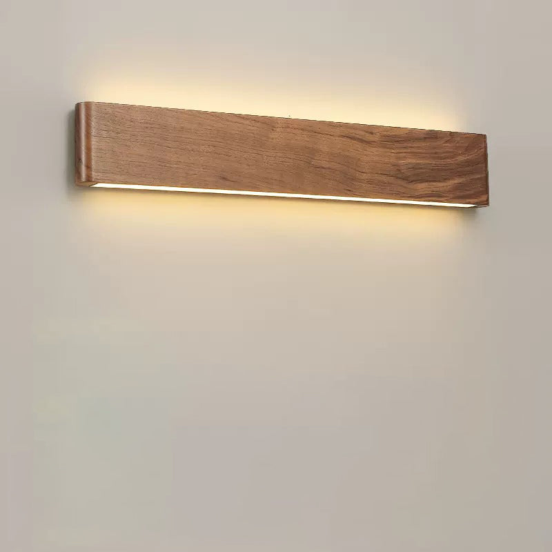 Minimalist Rectangle Wood Aluminum LED Sconce