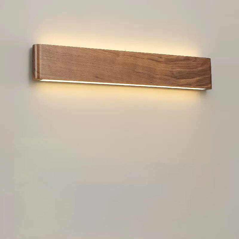Minimalist Rectangle Wood Aluminum LED Sconce
