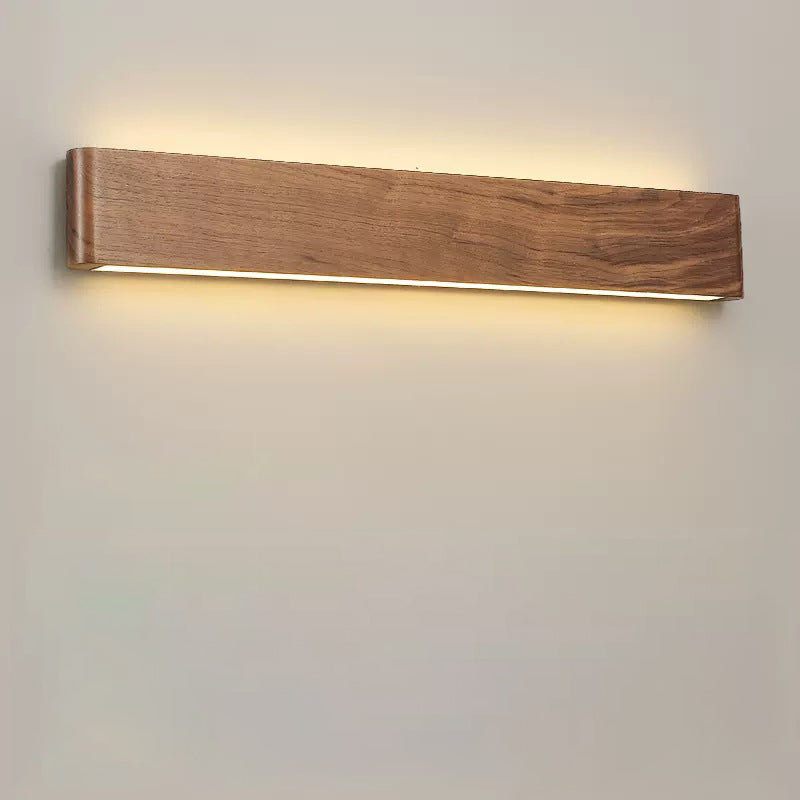 Minimalist Rectangle Wood Aluminum LED Sconce