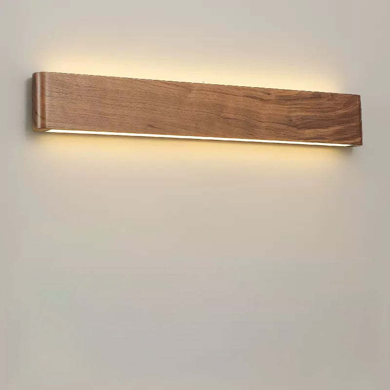 Minimalist Rectangle Wood Aluminum LED Sconce