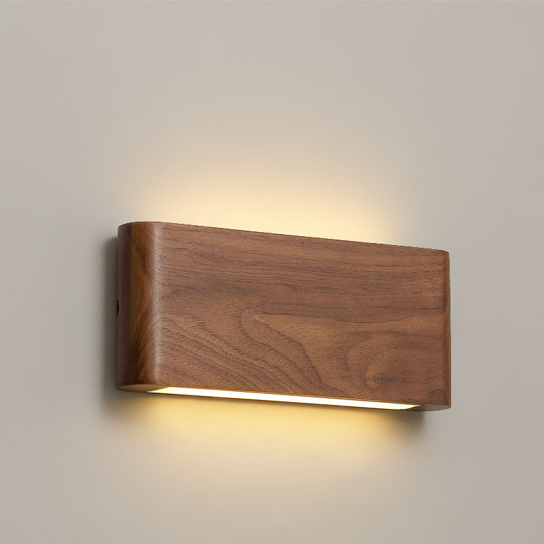 Minimalist Rectangle Wood Aluminum LED Sconce