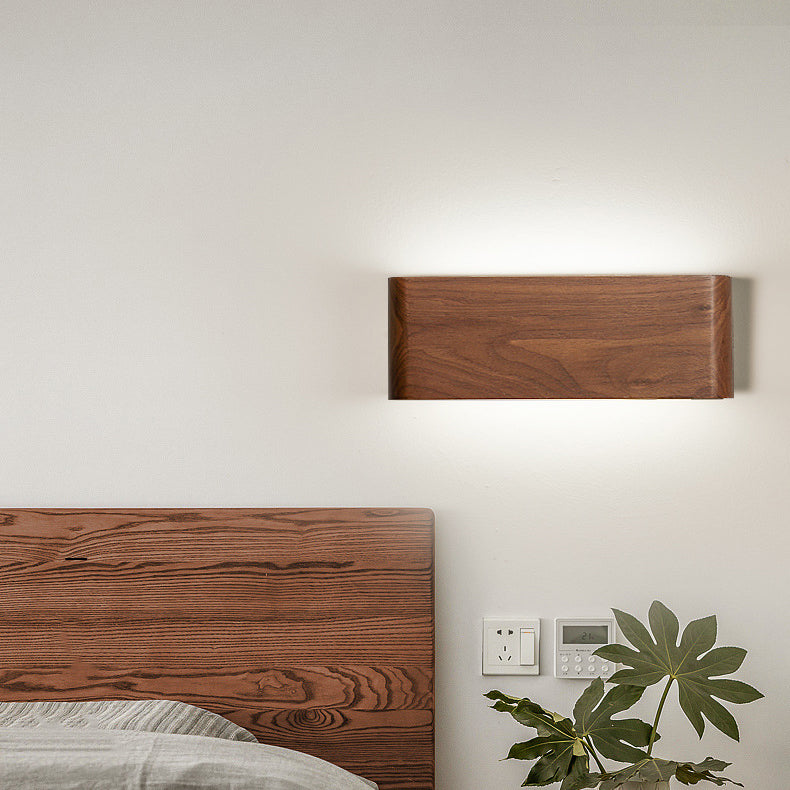 Minimalist Rectangle Wood Aluminum LED Sconce