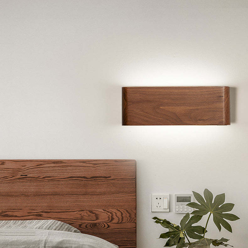 Minimalist Rectangle Wood Aluminum LED Sconce