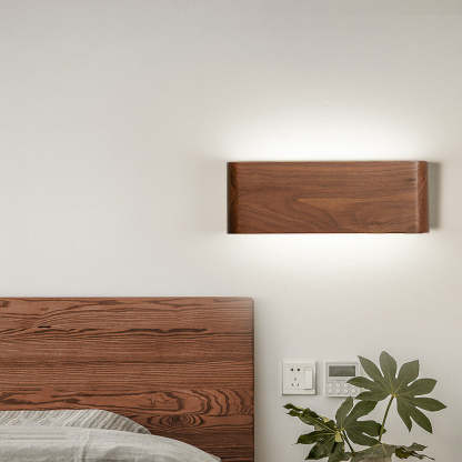Minimalist Rectangle Wood Aluminum LED Sconce