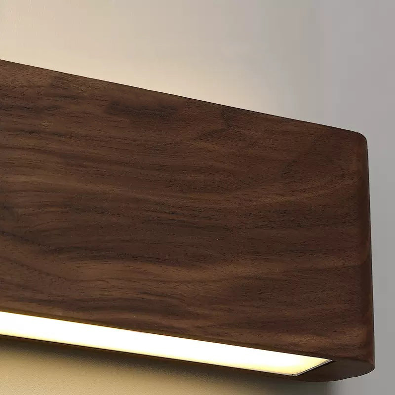 Minimalist Rectangle Wood Aluminum LED Sconce