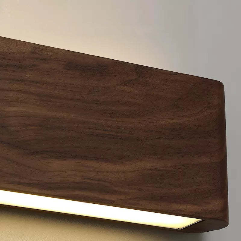 Minimalist Rectangle Wood Aluminum LED Sconce