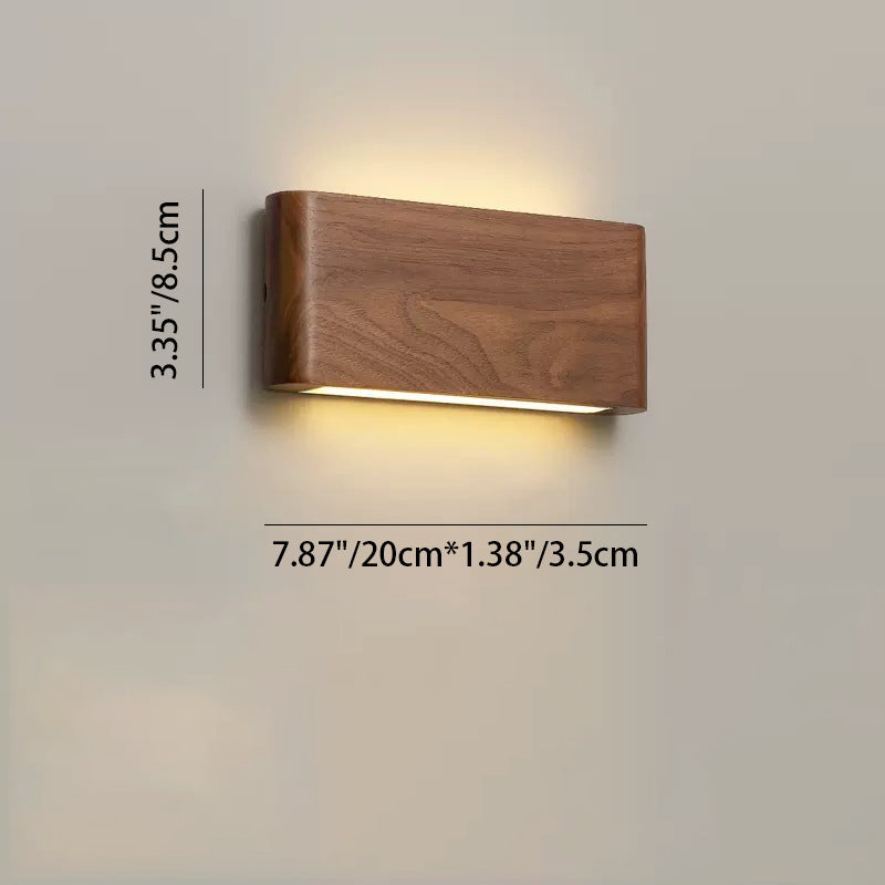Minimalist Rectangle Wood Aluminum LED Sconce
