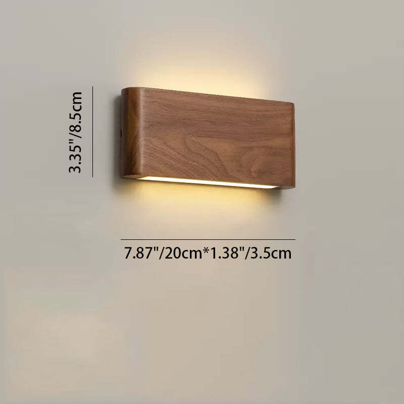 Minimalist Rectangle Wood Aluminum LED Sconce