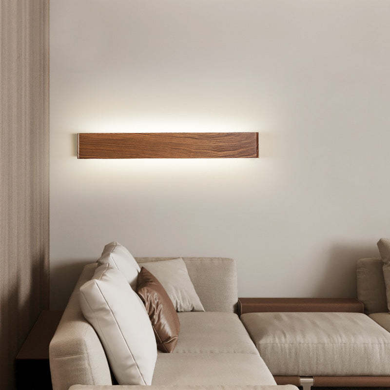Minimalist Rectangle Wood Aluminum LED Sconce