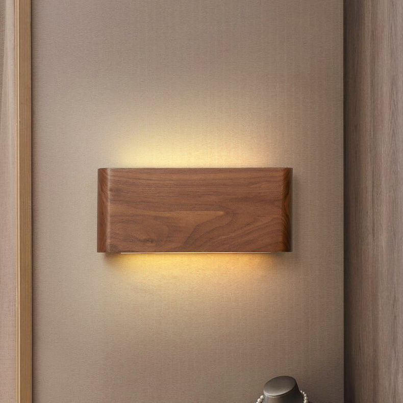Minimalist Rectangle Wood Aluminum LED Sconce