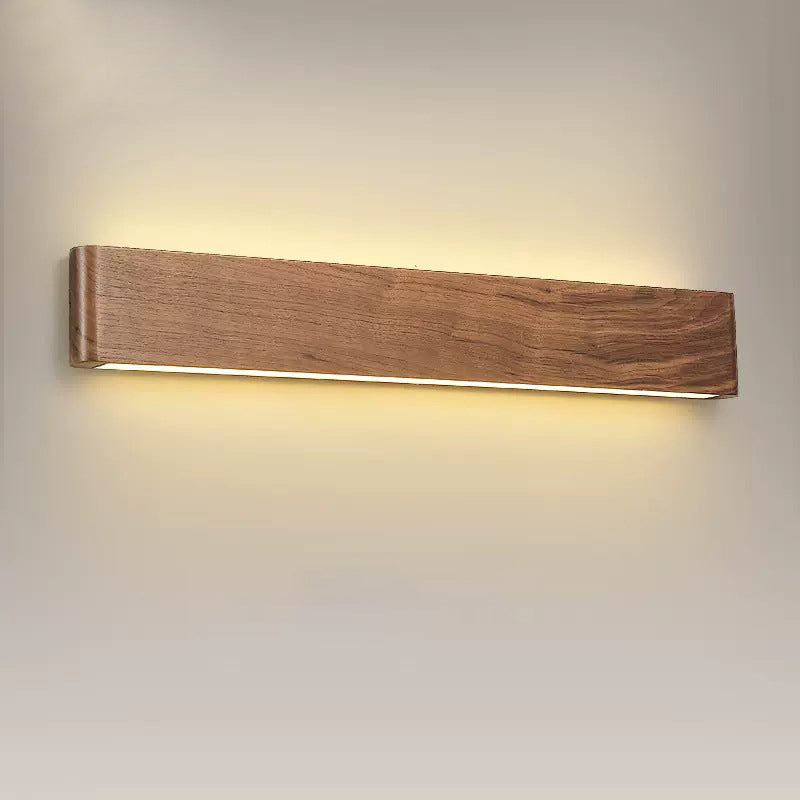 Minimalist Rectangle Wood Aluminum LED Sconce