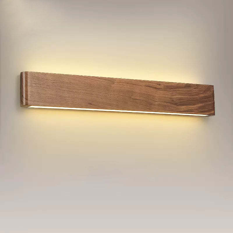 Minimalist Rectangle Wood Aluminum LED Sconce