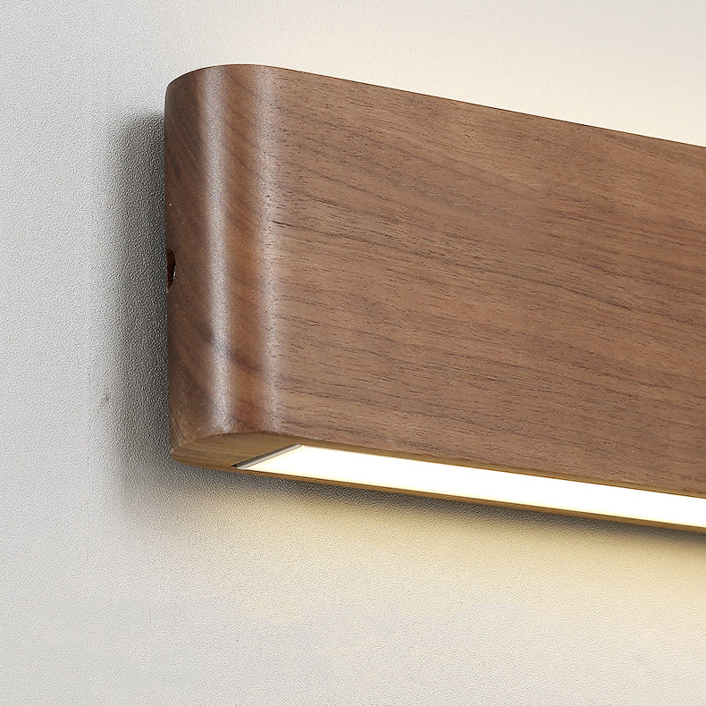 Minimalist Rectangle Wood Aluminum LED Sconce